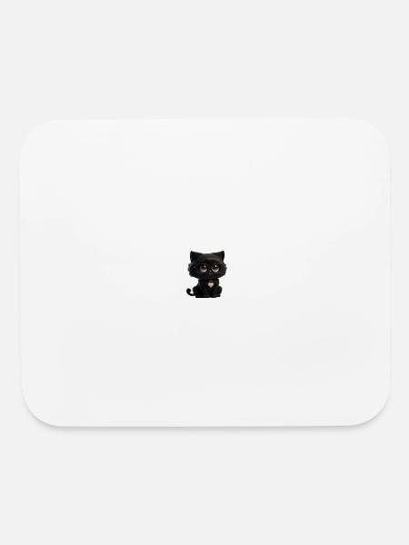 Black Kitty Glasses Heart Pendant - Mouse pad Horizontal - white - Front