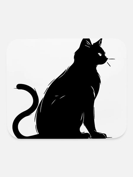 cat silhouette - Mouse pad Horizontal - white - Front