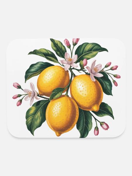 Lemon Blossom Citrus Burst - Mouse pad Horizontal - white