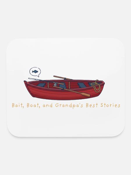 Bait, Boat, Grandpa's Tales - Mouse pad Horizontal - white - Front