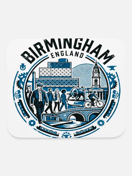 Birmingham England Landmarks and Diverse Local - Mouse pad Horizontal - white - Front
