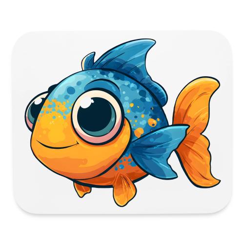 Colorful Cartoon Baby Fish in Blue and Orange - Mouse pad Horizontal