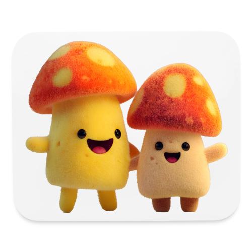 Joyful Cartoon Mushroom Duo - Mouse pad Horizontal