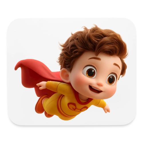 Flying Cartoon Superhero Boy in Yellow Suit - Mouse pad Horizontal