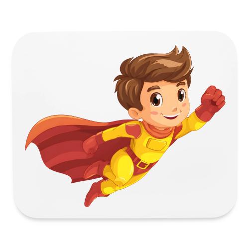 Cheerful Cartoon Superhero Boy Flying High - Mouse pad Horizontal