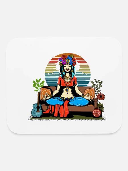 Bohemian Goddess Meditation Design - Mouse pad Horizontal - white - Front