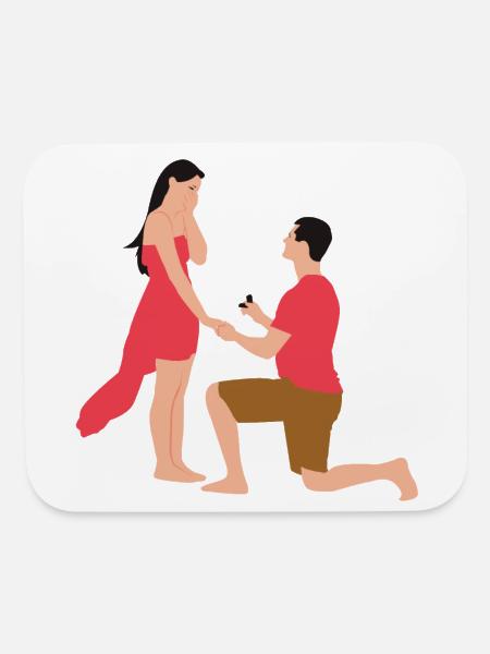 Romantic Proposal Illustration - Mouse pad Horizontal - white - Front