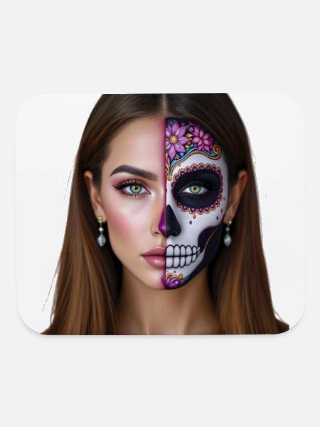 Day of the Dead Sugar Skull Face Art - Mouse pad Horizontal - white - Front