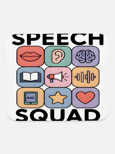 Speech Squad Icon Grid Pathology Speech Therapy  - Mouse pad Horizontal - white - Front