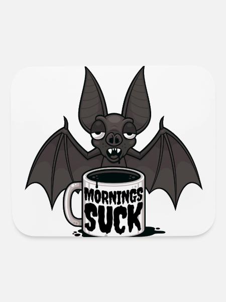 Mornings Suck Sleepy Vampire Bat Coffee Humor - Mouse pad Horizontal - white - Front