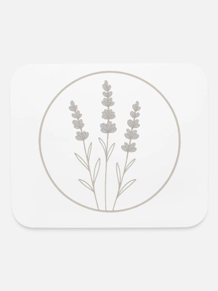 Lavender Circle Botanical Lineart - Mouse pad Horizontal - white