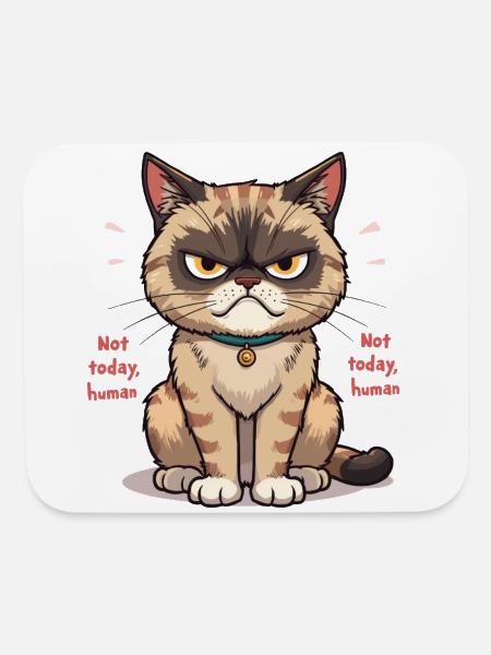 Grumpy Cat Not Today Illustration - Mouse pad Horizontal - white - Front