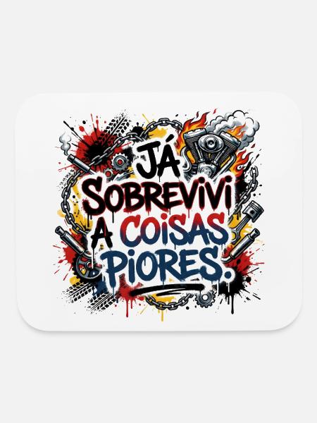 Portuguese biker quote – graffiti - Mouse pad Horizontal - white - Front