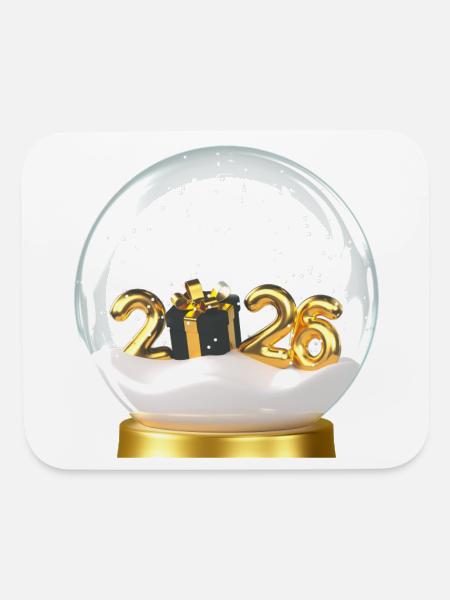 New Year 2026 Snow Globe Gift - Mouse pad Horizontal - white - Front