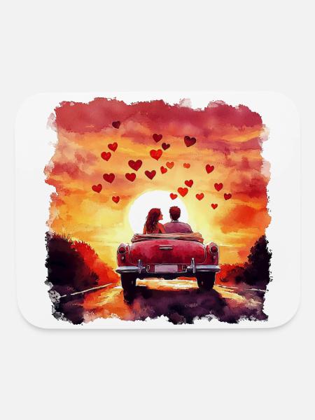 Romantic Sunset Drive - Mouse pad Horizontal - white - Front