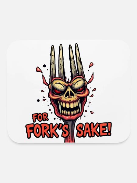 ''For Fork's Sake'' - Mouse pad Horizontal - white - Front