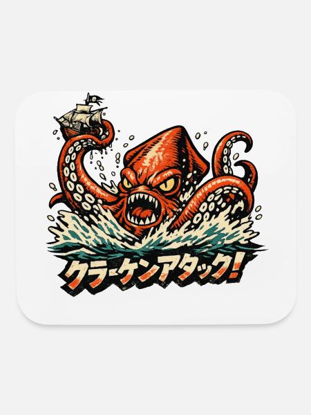 Kraken Attack - Mouse pad Horizontal - white - Front
