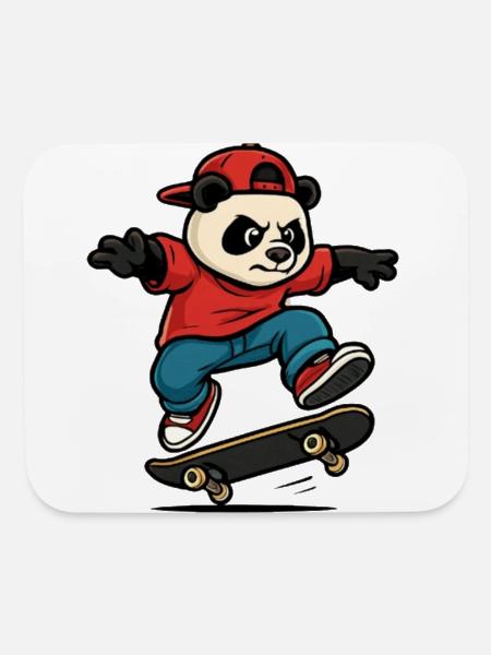 Kickflip Panda - Mouse pad Horizontal - white - Front