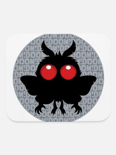 Full Moon Of Doom Cute Mothman Cryptid - Mouse pad Horizontal - white - Front