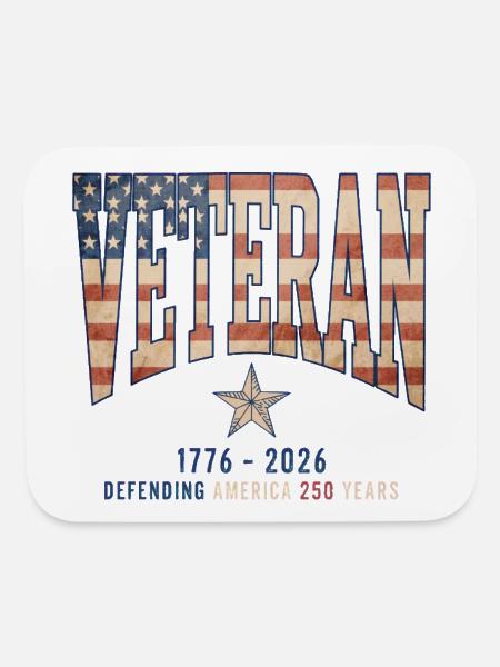 Veteran Flag 1776-2026 Tribute July 4th - Mouse pad Horizontal - white - Front
