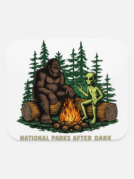 National Parks After Dark Sasquatch Campfire - Mouse pad Horizontal - white - Front