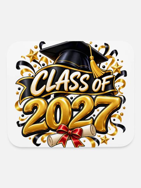 Class of 2027 Graduation Gold - Mouse pad Horizontal - white - Front