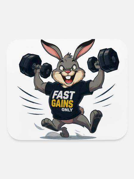 Powerlifting Bunny Fast Gains - Mouse pad Horizontal - white - Front