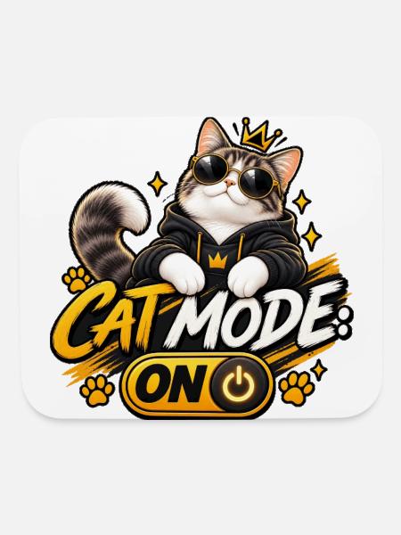 Cat Mode On: Crowned Cat - Mouse pad Horizontal - white - Front