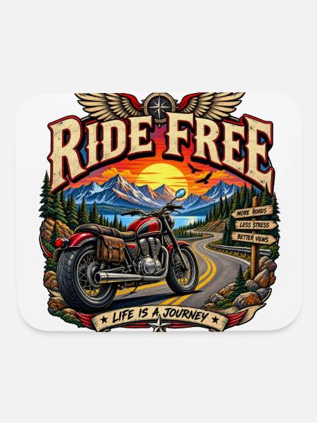 Ride Free Mountain Highway - Mouse pad Horizontal - white - Front
