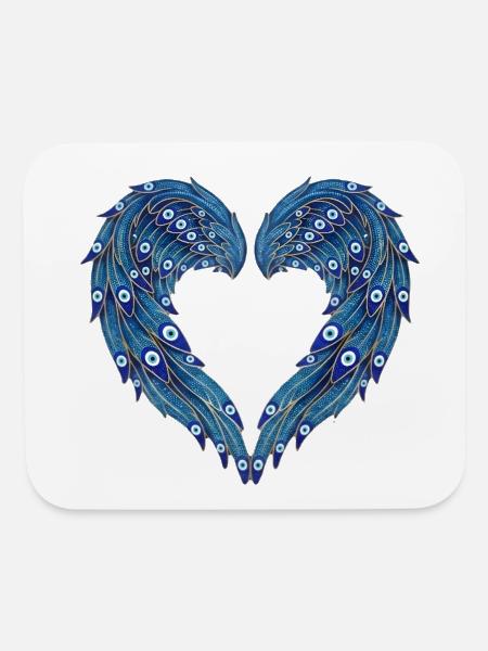 Evil Eye Angel Wings Heart Amulet - Mouse pad Horizontal - white - Front