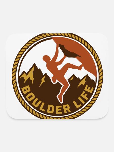 Boulderer Climber Badge Logo - Mouse pad Horizontal - white - Front