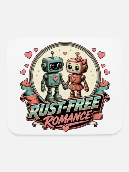 Rust-Free Romance Robots - Mouse pad Horizontal - white - Front