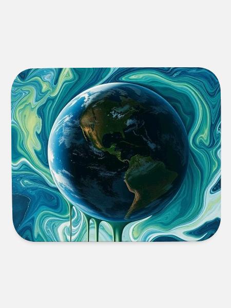 Earth Drip Marble Planet - Mouse pad Horizontal - white