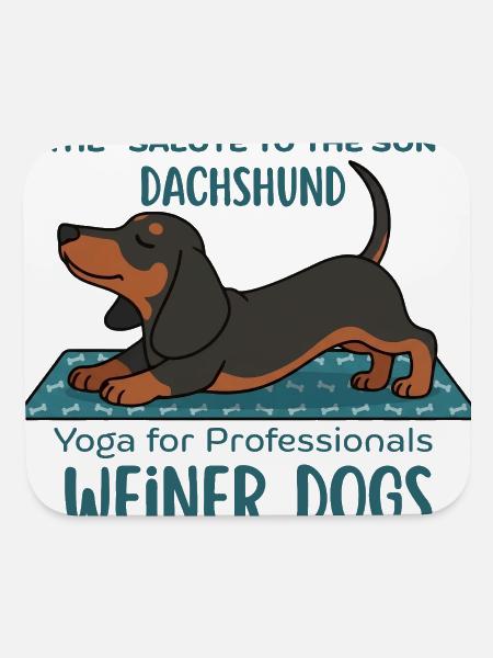 Sun Salute Dachshund Yoga - Mouse pad Horizontal - white - Front