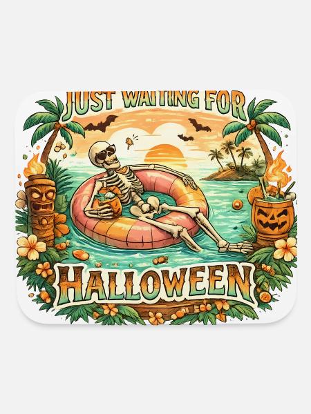 Just Waiting for Halloween Skeleton - Mouse pad Horizontal - white - Front