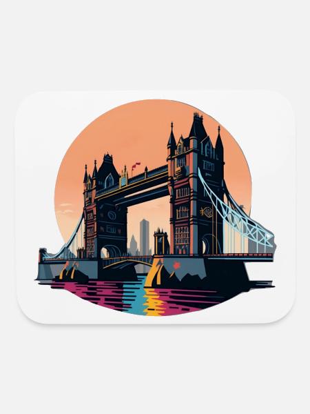 Tower Bridge. Cute retro vintage design - Mouse pad Horizontal - white - Front