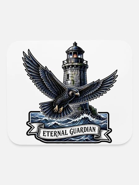 Eternal Guardian Eagle Lighthouse Tattoo - Mouse pad Horizontal - white - Front