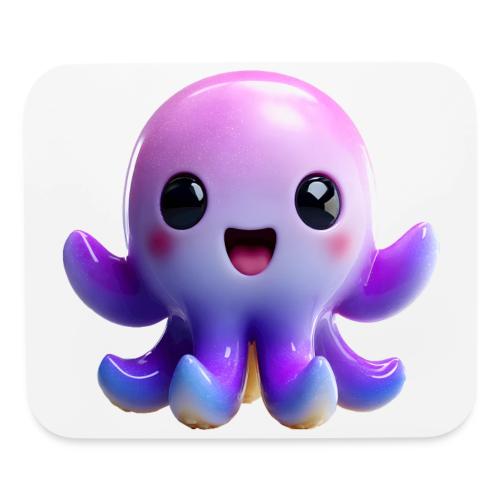 Joyful Cartoon Purple Baby Octopus with Big Smile - Mouse pad Horizontal
