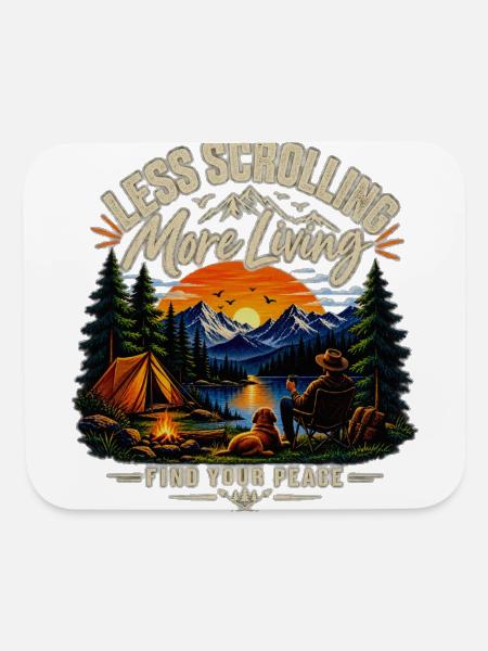 Less Scrolling More Living - Mouse pad Horizontal - white - Front