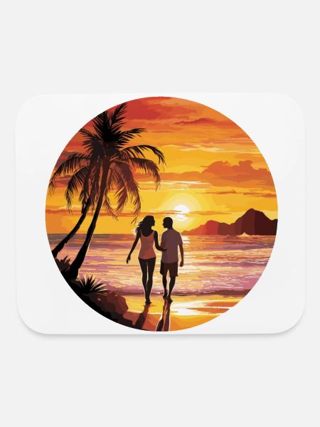 Beach romantic couple - Mouse pad Horizontal - white - Front