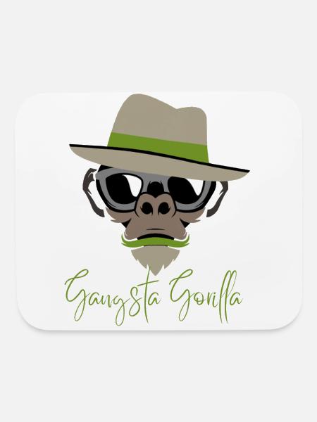 Gangsta Gorilla-Brimed Gangsta - Mouse pad Horizontal - white