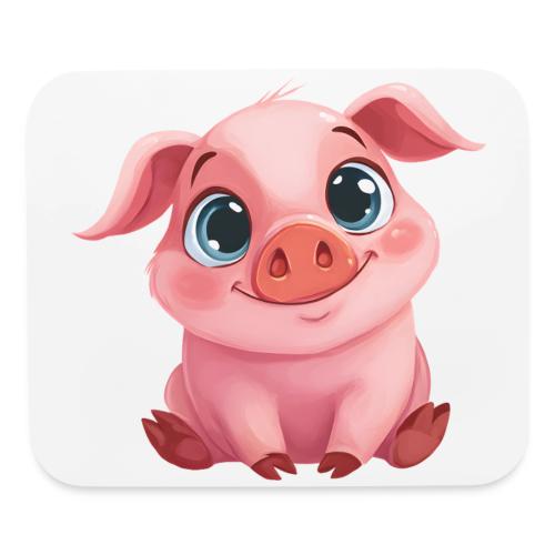 Adorable Cartoon Baby Pig Sitting with Big Eyes - Mouse pad Horizontal