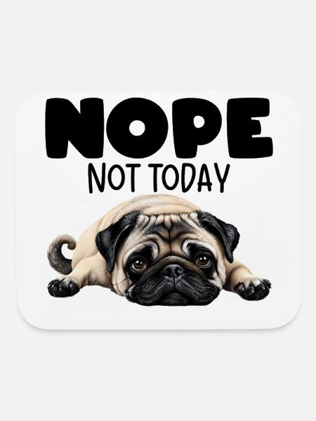 Playful Pug Lay Flat Illustration - Mouse pad Horizontal - white - Front