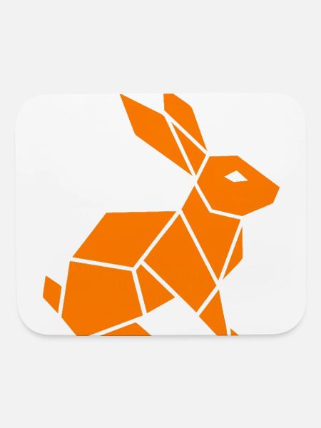  Orange Rabbit origami - Mouse pad Horizontal - white - Front