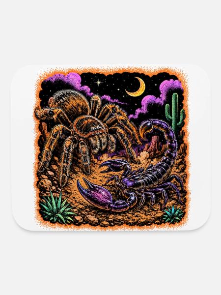 Desert Night Predator Tarantula Scorpion - Mouse pad Horizontal - white - Front