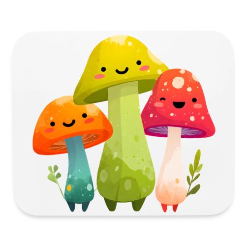 Trio of Happy Mushrooms - Mouse pad Horizontal