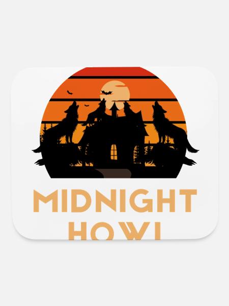 Midnight Howl Wolf Retro Sunset Shirt - Mouse pad Horizontal - white - Front