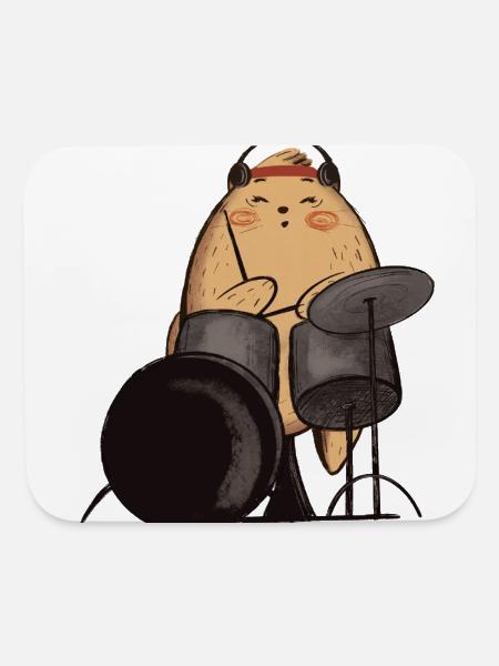 A cute cat Drummer  - Mouse pad Horizontal - white - Front