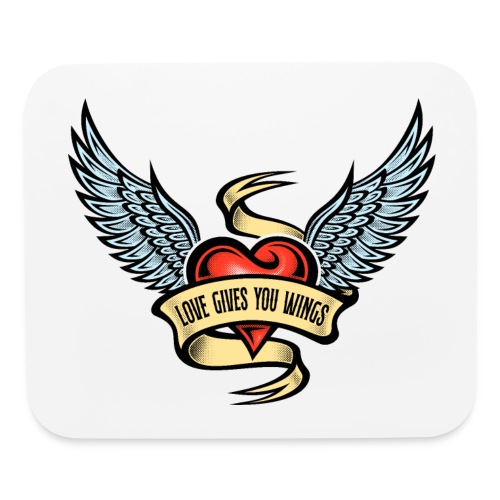 Love Gives You Wings, Heart With Wings - Mouse pad Horizontal