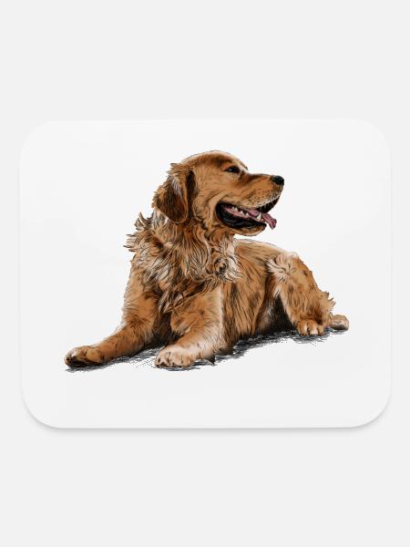 Golden Retriever Relaxed Illustration - Mouse pad Horizontal - white - Front